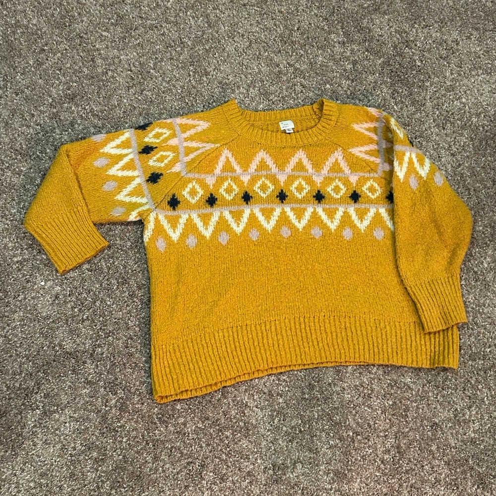 Cozy Yellow Geometric Knit Sweater
